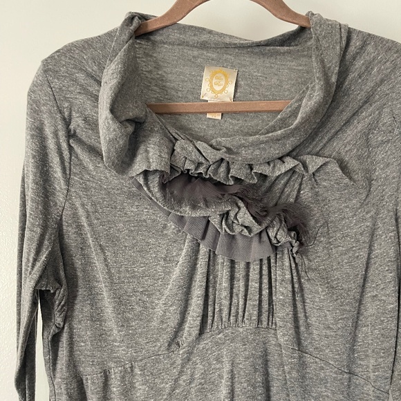 Anthropologie Ric Rac Rosette Ruched Top - Picture 2 of 9